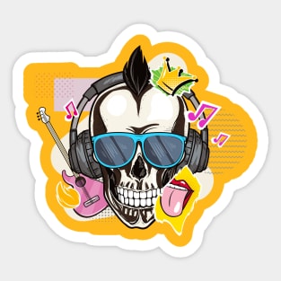 Hipster Skull Sticker